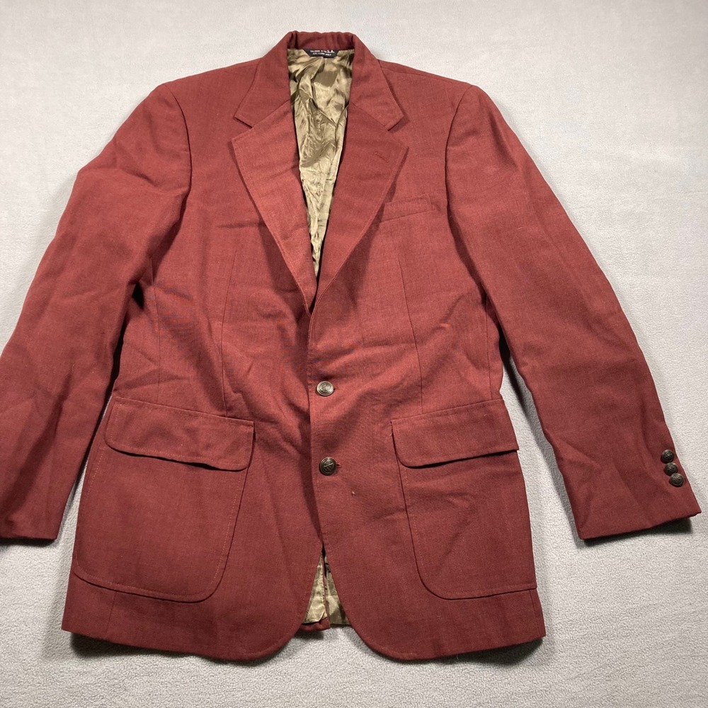 Vintage Botany 500 Blazer Mens Large Red Solid Wool Blend Made in USA